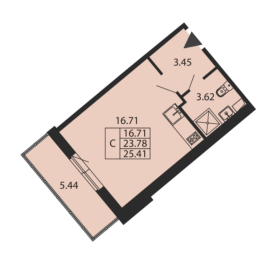 Квартира студия 23.78 м², 1/12 эт., ЖК «Полис ЛАВрики»